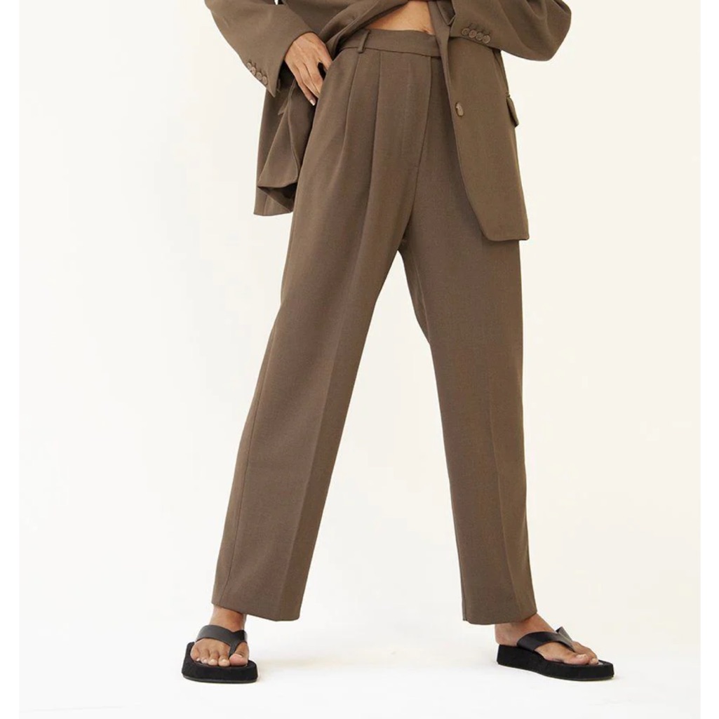 Frankie Shop Bea Suit Pants In Chocolate, Size S